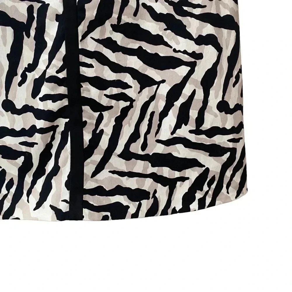 Karen Millen Zebra Print Bodycon Dress Cutout Back Black White Cocktail Size 4